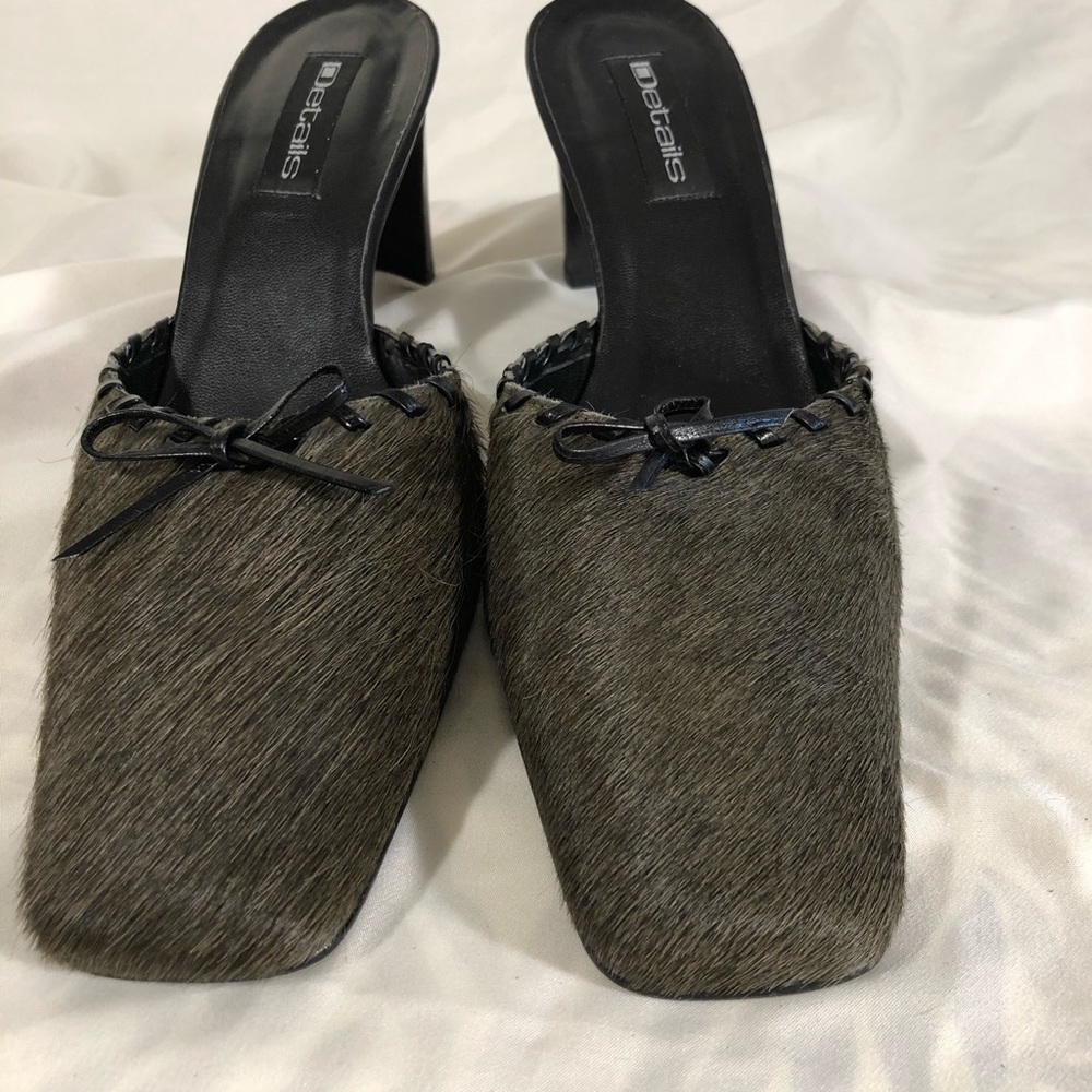 DETAILS calf hair mules 10 B